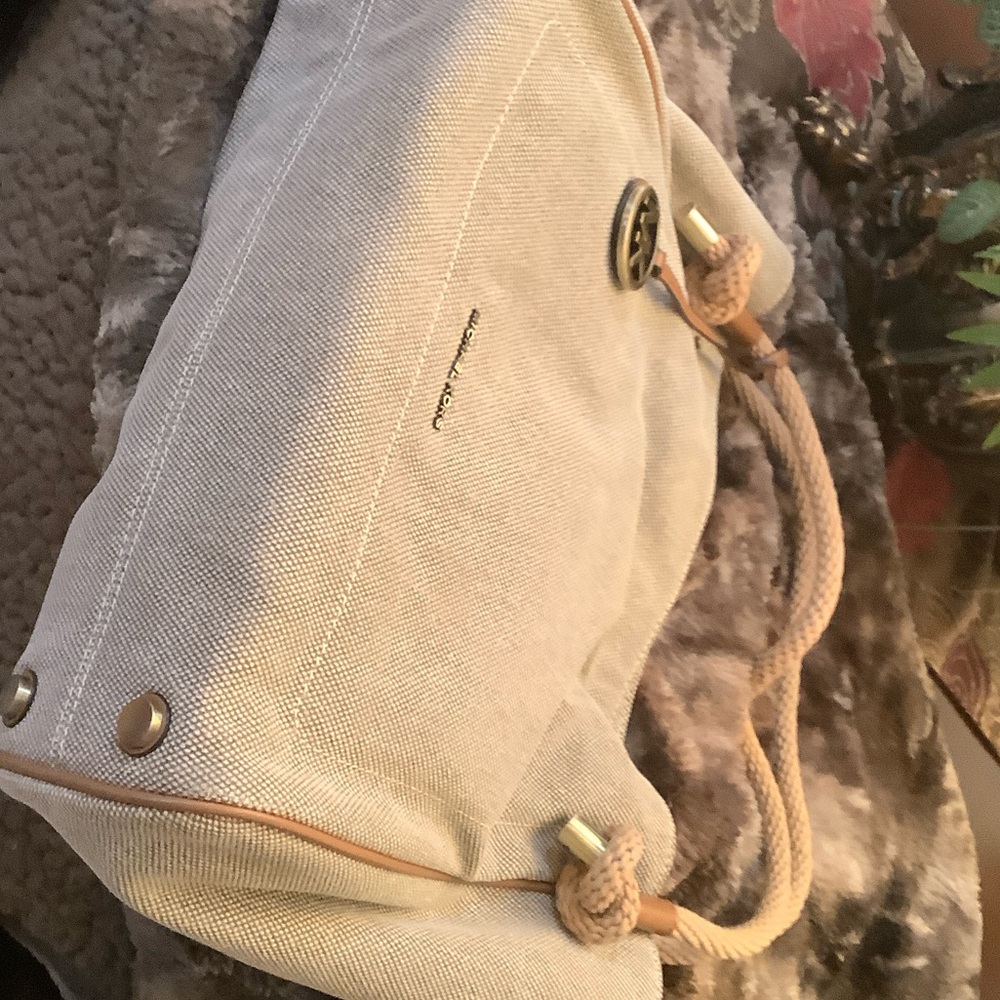 Michael Kors Beige Canvas Tote with Tan Accents